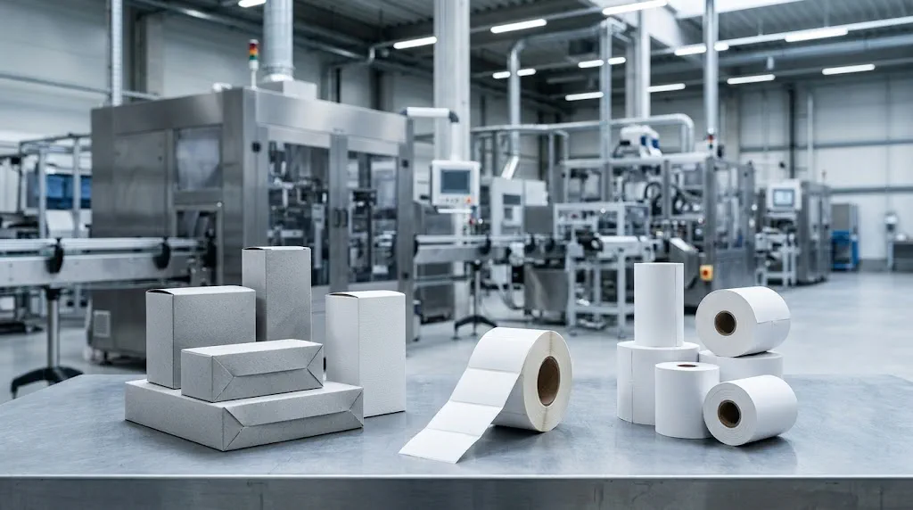 MAX APEX packaging, label, and thermal paper manufacturing display